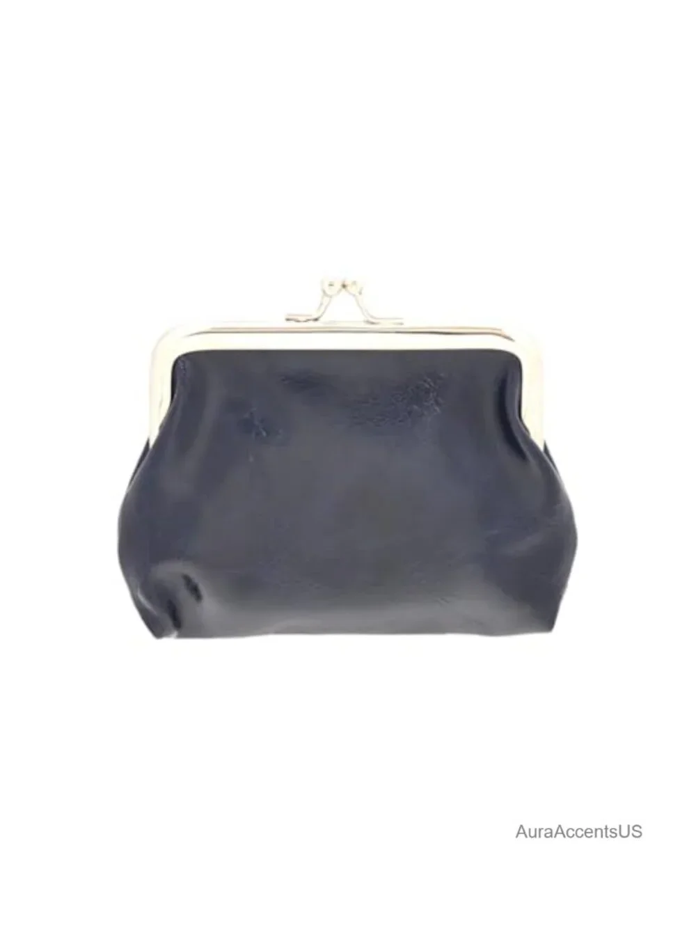 Kiss Lock Coin Purse Wallet Leather Small Clutch